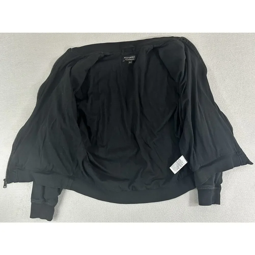 Banana Republic 100% Cotton Luxe Touch Full Zip Bomber Jacket Black Men’s Size L